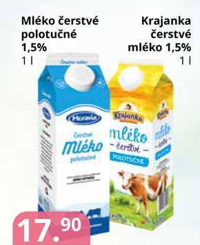 Mléko čerstvé polotučné 1,5% 1l