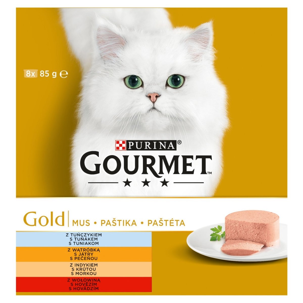Gourmet Gold Multipack jemné paštiky 8×85 g pro kočky