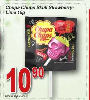 Chupa Chups Skull Strawberry-Lime Lízátko 15g 