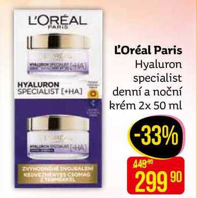 L'Oréal Paris Hyaluron specialist denní a noční krém 2x 50 ml 