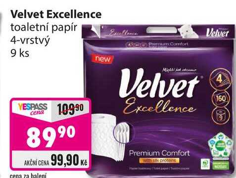 Velvet Excellence toaletní papír 4-vrstvý 9 ks
