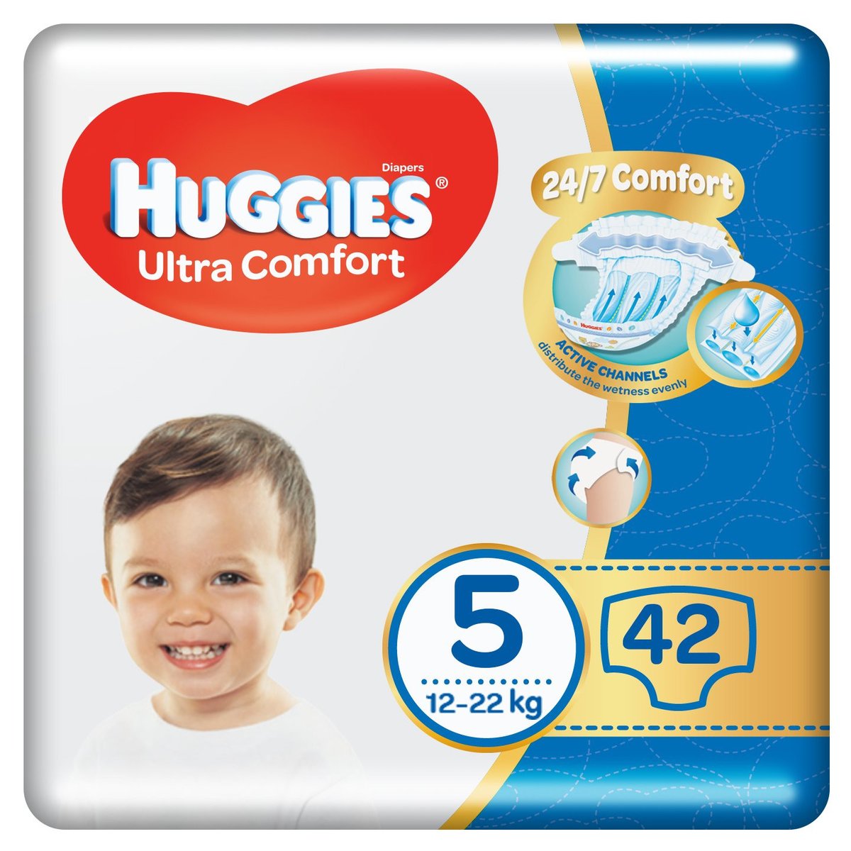 Huggies Ultra comfort jednorázové plenky 5 (12–22 kg) v akci