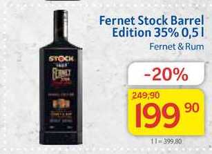 Stock Fernet Barrel Edition 35% Fernet & Rum 0,5l v akci