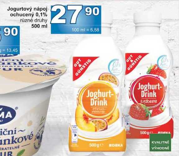 Jogurtový nápoj ochucený 0,1% různé druhy 500 ml v akci