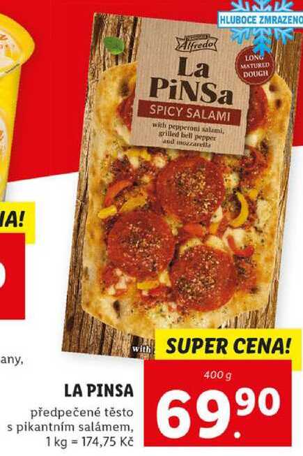 LA PINSA předpečené těsto s pikantním salámem, 400 g