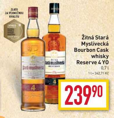 Žitná Stará Myslivecká Bourbon Cask whisky Reserve 4 YO 0,7l
