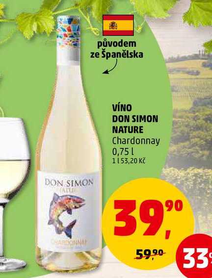 VÍNO DON SIMON NATURE Chardonnay, 0,75 l