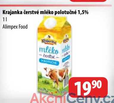 Krajanka čerstvé mléko polotučné 1,5% 1l v akci