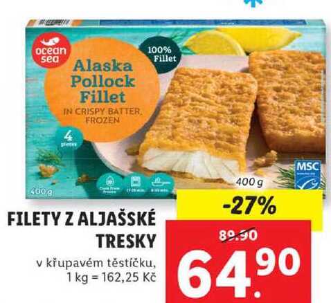 FILETY Z ALJAŠSKÉ TRESKY, 400 g