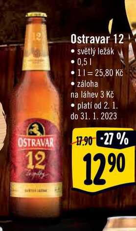 Ostravar 12 světlý ležák, 0,5 l
