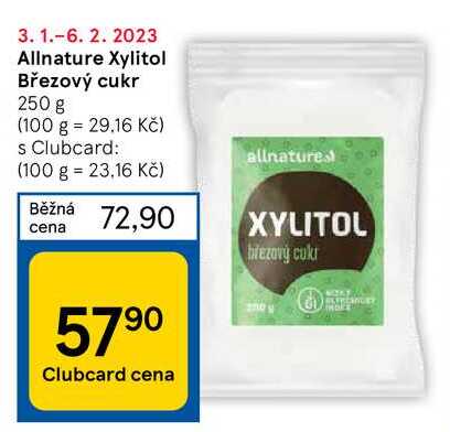 Allnature Xylitol Březový cukr 250 g v akci