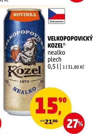 VELKOPOPOVICKÝ KOZEL nealko plech, 0,5 l