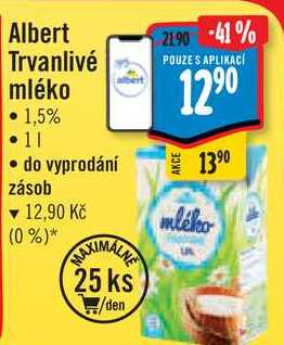 Albert Trvanlivé mléko, 1 l v akci