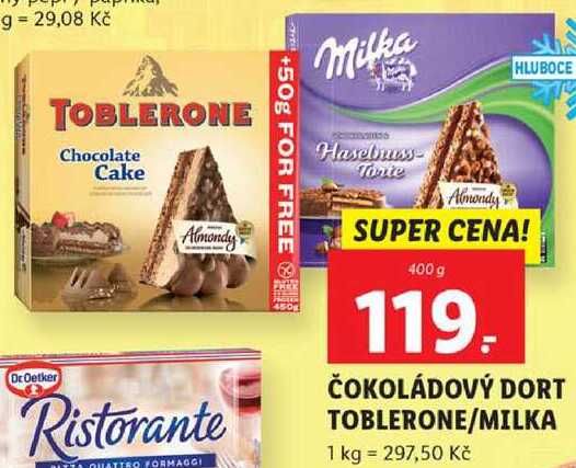 ČOKOLÁDOVÝ DORT TOBLERONE/MILKA, 400 g