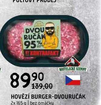 HOVĚZÍ BURGER-DVOURUČÁK 2x 165 g