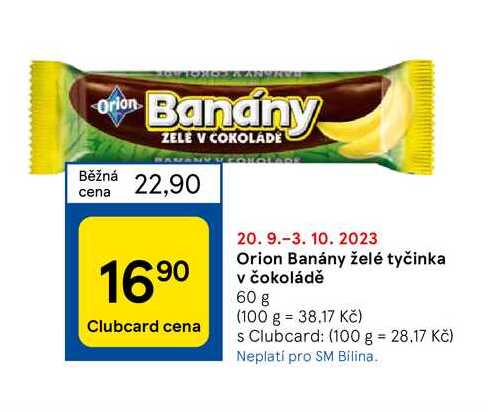 Orion Banány želé tyčinka v čokoládě 60 g v akci