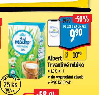 Albert Trvanlivé mléko 1 l