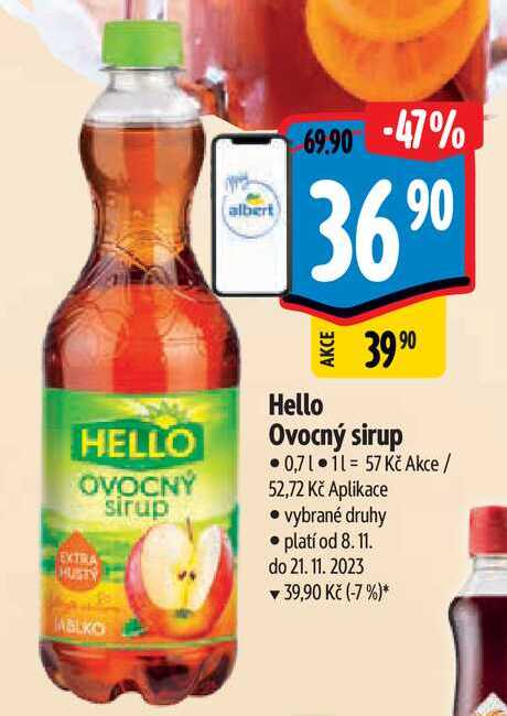 Hello Ovocný sirup 0,7 l
