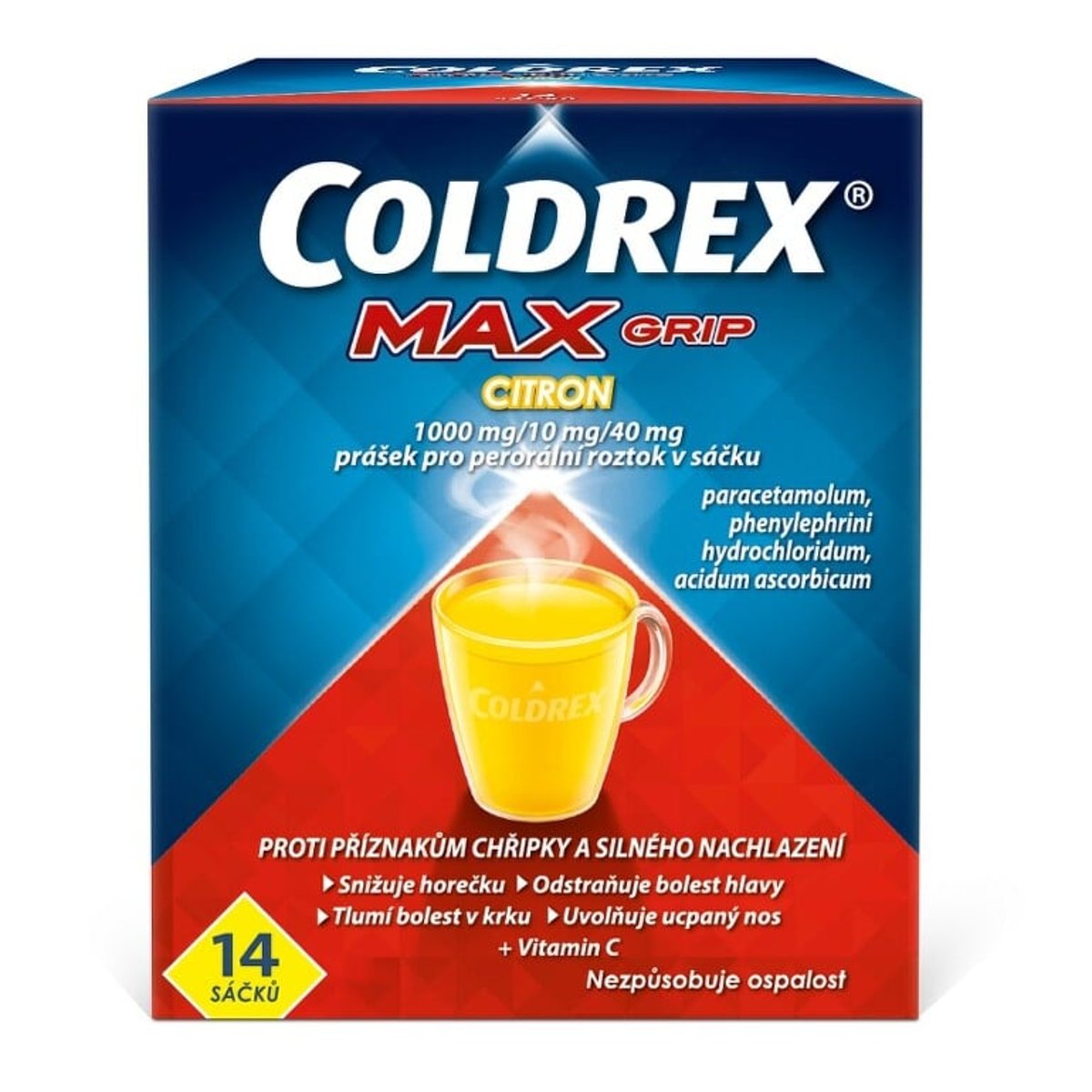COLDREX MAXGRIP CITRON 1000MG/10MG/40MG Prášek pro perorální roztok v sáčku 14 I