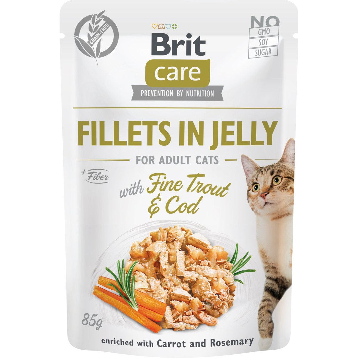 Brit Care Kapsička pro kočky – filety v rosolu se pstruhem a treskou