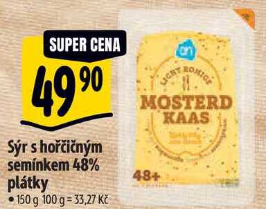 Sýr s hořčičným semínkem 48% plátky, 150 g