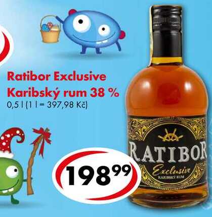 Ratibor Exclusive Karibský rum 38 %, 0,5 l 