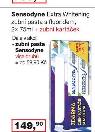 Sensodyne Extra Whitening zubní pasta s fluoridem, 2x 75ml + zubní kartáček 