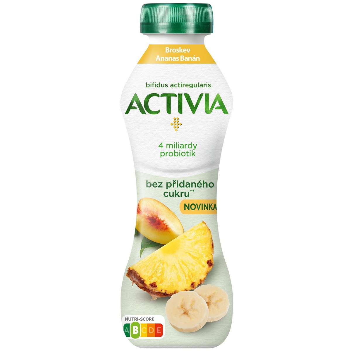 Activia Probiotický jogurtový nápoj broskev, ananas a banán bez přidaného cukru