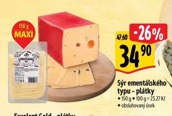  Sýr ementálského typu - plátky 150 g 