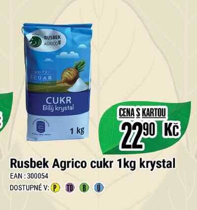 Rusbek Agrico cukr 1kg krystal  v akci