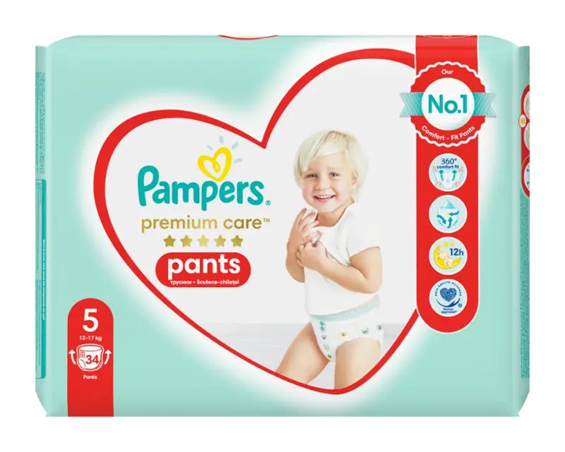 Pampers Plenkové kalhotky Premium Care 12 - 17 kg, vel. 5, 34 ks