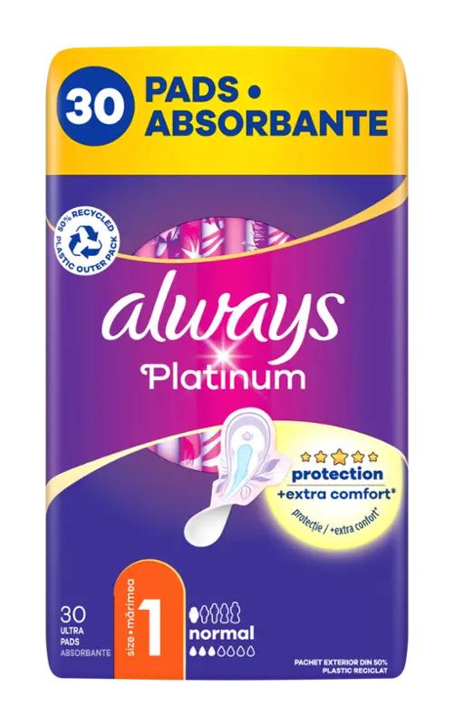 Always Hygienické vložky s křidélky Platinum Normal vel.1, 30 ks