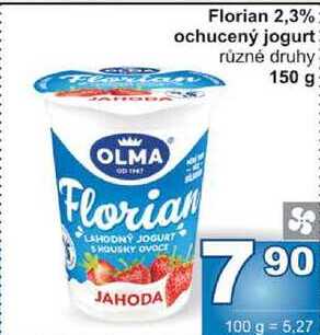 Florian 2,3% ochucený jogurt různé druhy 150 g  