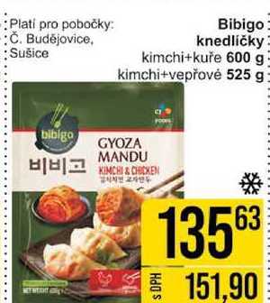 Bibigo knedlíčky kimchi+kuře, 600 g 