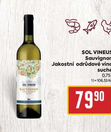 SOL VINEUS Sauvignon Jakostní odrůdové víno suché 0,75l