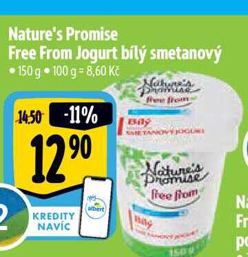  Nature's Promise Free From Jogurt bílý smetanový • 150 g 