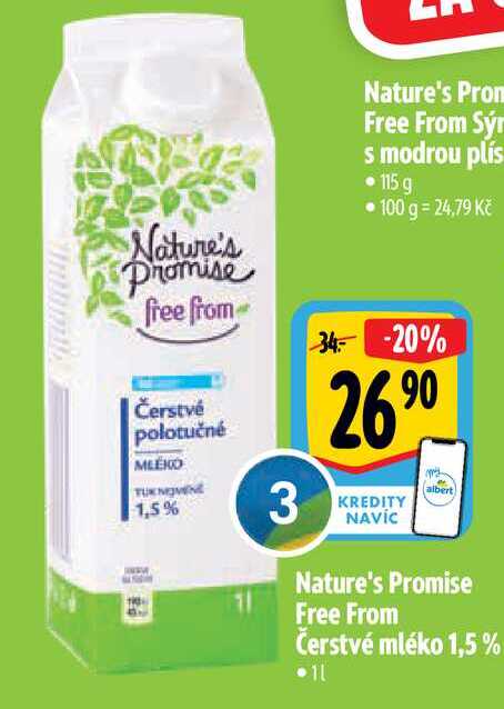   Nature's Promise Free From Čerstvé mléko 1,5% 1 l