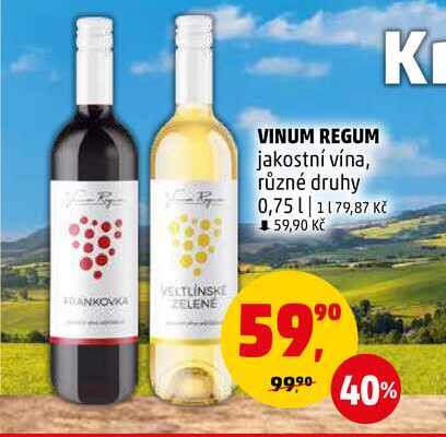 VINUM REGUM jakostní vína, 0,75 l