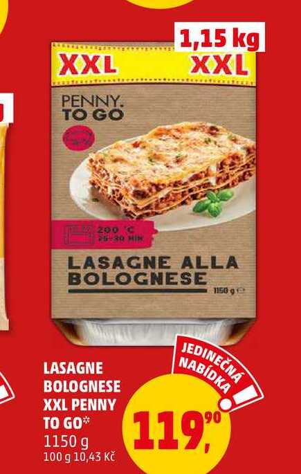 LASAGNE BOLOGNESE XXL PENNY TO GO, 1150 g