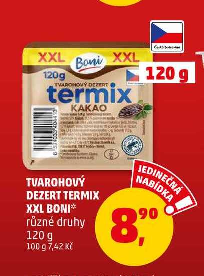 TVAROHOVÝ DEZERT TERMIX XXL BONI, 120 g