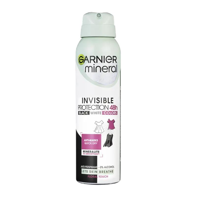 Garnier Antiperspirant Invisible Black White Color 48h Floral Touch, 150 ml