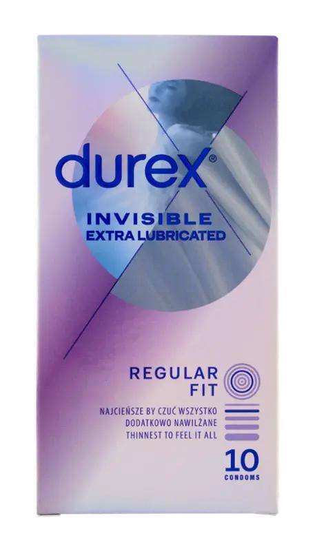 Durex Kondomy Invisible Extra Lubricated, 10 ks