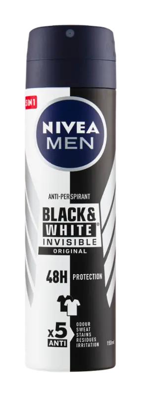 NIVEA Men Sprej antiperspirant Black & White Invisible Original, 150 ml