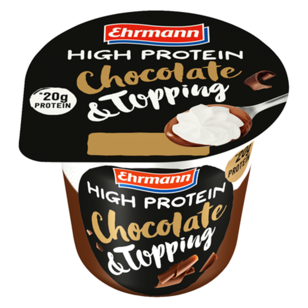 Ehrmann High Protein Pudding s Toppingem Čokoláda