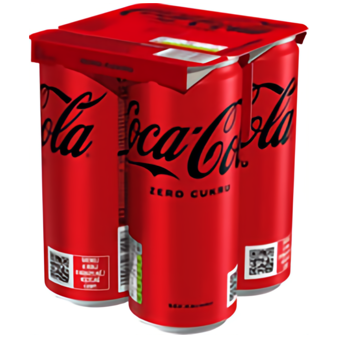 Coca-Cola zero multipack, plech 4x0,33l
