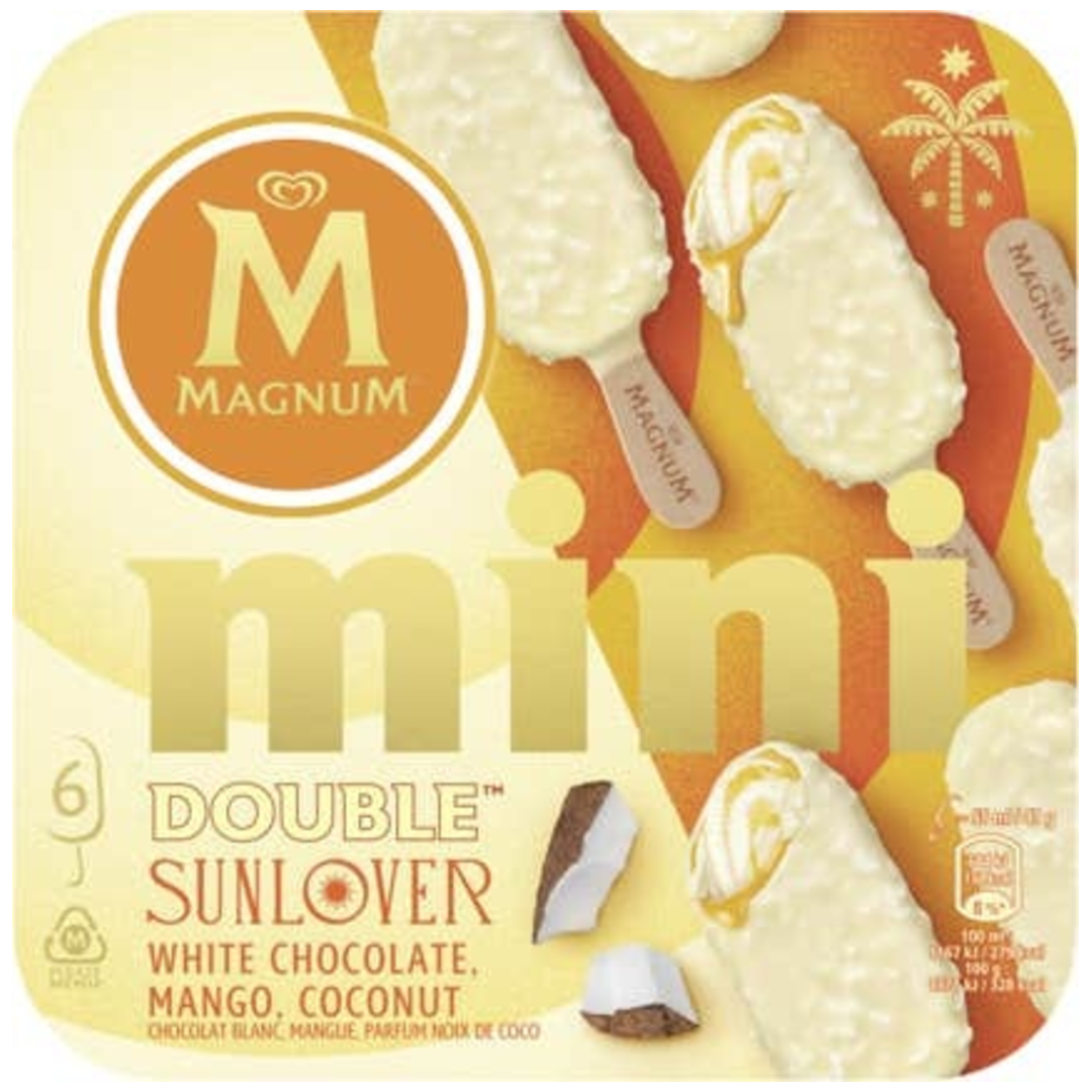Magnum Mini Double Sunlover White Chocolate & Mango & Coconut 6x55ml