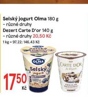 Olma Selský jogurt s příchutí 180g
