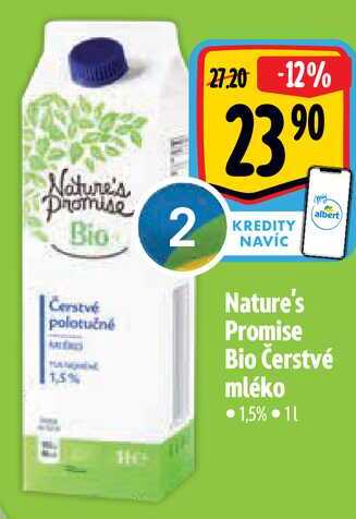 Nature's Promise Bio Čerstvé mléko 1,5%, 1 l