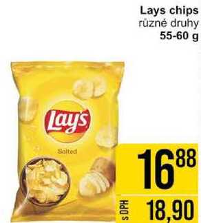 Lays chips různé druhy, 55-60 g 