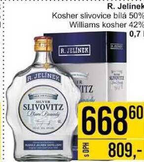 R. Jelínek Kosher slivovice bílá 50%, 0,7 l